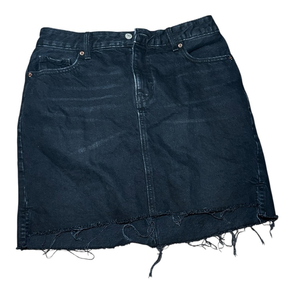 Old Navy Women’s Black Distressed High Rise Secret Smooth Pockets Skirt Size 6